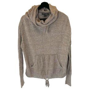 Barefoot Dreams CozyChic Lite Tan Grey Hooded Pullover Sweater Large